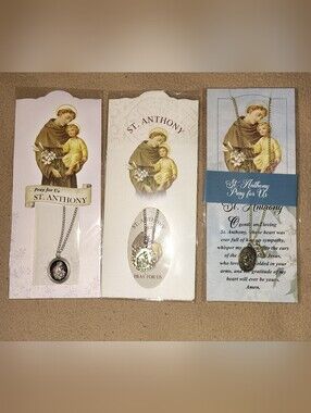 St. Anthony Prayer Necklace  3 Included - Gold Tone